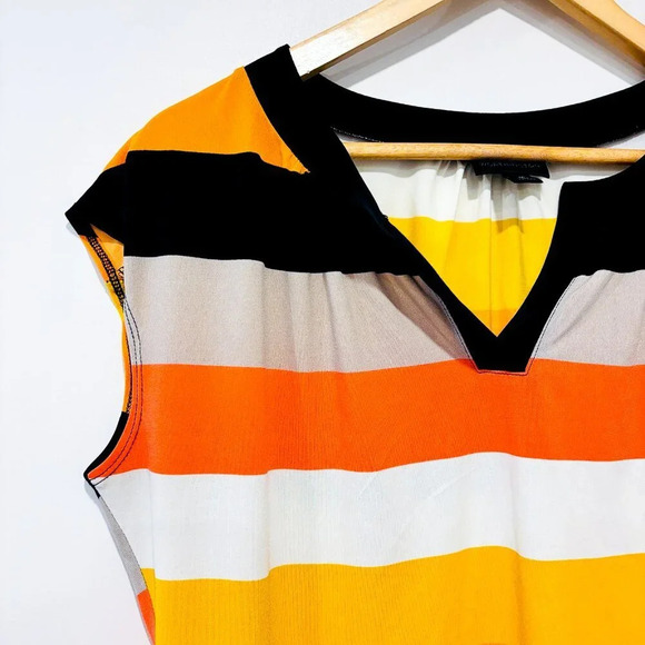 WORTHINGTON Orange and Black Striped Sleeveless Top * - Picture 2 of 6